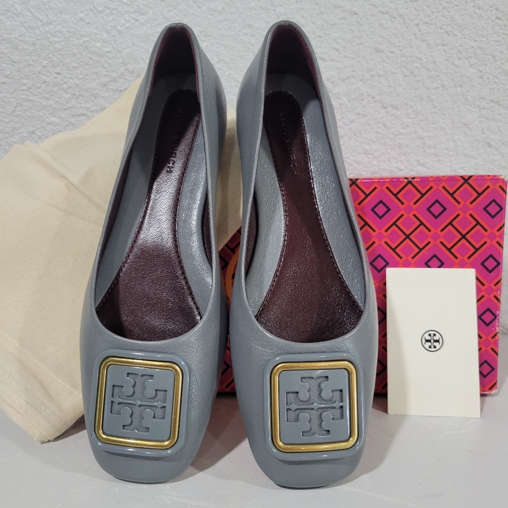 Tory Burch Georgia Ballet Flat Sz 5  New! Gray